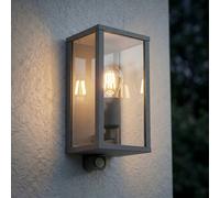 Lindby Peldar outdoor wall lamp, anthracite/clear, 26 cm, sensor