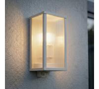 Lindby Peldar outdoor wall lamp, grey/ribbed, 26 cm, sensor