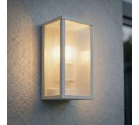 Lindby Peldar outdoor wall lamp, light grey/ribbed, 26 cm, IP44