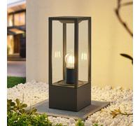 Lindby Peldar pillar light, anthracite/clear, height 40 cm, glass