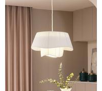 Lindby pendant light Eryndor, white, textile, Ø 47 cm, E27