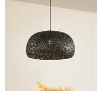 Lindby pendant light Eskil, black, bamboo, Ø 46.5 cm