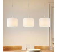 Lindby pendant light Imarin, 3-bulb, white, textile, 100cm