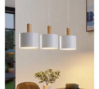 Lindby pendant light Kadir, 73 cm, 3-bulb, white, wood
