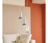 Lindby pendant light Kerimi, cream/blue, 3-bulb, round