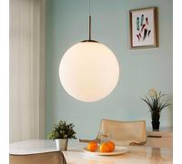 Lindby pendant light Marike, Ø 35 cm, white, glass, globe, E27