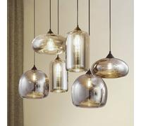 Lindby pendant light Marla, 6-bulb, glass, smoky grey, 108cm