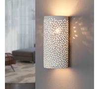 Lindby Perforated wall light Jiru made of white plaster