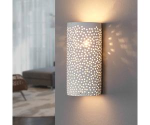 Lindby Perforated wall light Jiru made of white plaster