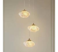 Lindby Piatra hanging light, Ø 25 cm, 3-bulb, opal/brass, glass