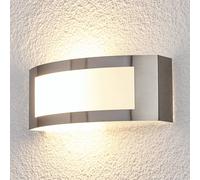 Lindby Raja outdoor wall lamp, 25 cm wide, stainless steel, IP44, E27