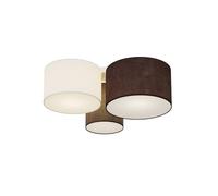 Lindby Round Fabric Ceiling Light, 3 Multicolour Cylinder Shades Ø32 28 20 cm Grey White Brown 3X E27 Max. 60W Kitchen Living Room Dining Bedroom Lamp