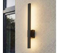 Lindby Sakari LED outdoor wall light, black, aluminium, height 50 cm