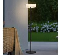 Lindby Samine LED solar floor lamp, black, metal, dimmable