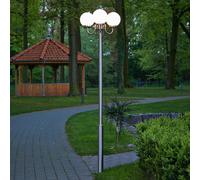 Lindby Samuel outdoor light, 218 cm, 3-bulb, globe, E27, IP44