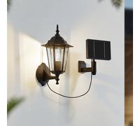 Lindby Sayata LED solar wall light, black, aluminium, lantern