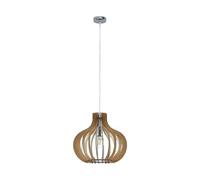 Lindby Scandinavian Brown Wooden Pendant Light, 1 Light Source, E27, 32.4 cm (Height only), Dimmable, Living Room & Dining Room