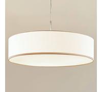 Lindby Sebatin pendant light, Ø 50 cm, white, fabric, E27