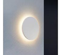 Lindby Selinel LED outdoor wall lamp, white, Ø 23 cm, house number