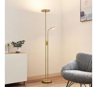 Lindby Seppa LED floor lamp, round, brass, metal, 180 cm