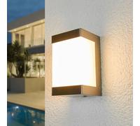 Lindby Severina LED outdoor wall lamp, height 15 cm, stainless steel
