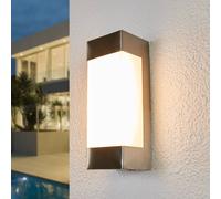Outdoor Wall Light 'Severina' (Modern) in Silver Made of Stainless Steel (1 Light Source,) from Lindby | Wall lamp for Exterior/Interior Walls, House, Terrace und Balcony