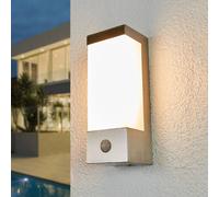 Lindby Severina LED outdoor wall light, 25 cm, sensor, steel