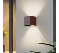 Lindby Smart LED outdoor wall lamp Dara, rust-coloured, angular, CCT RGB, Tuya