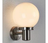 Lindby Spherical outdoor wall light Samuel, stainless steel