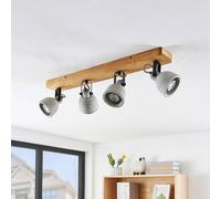 Lindby Spot Mitis, 70 cm, 4-bulb, grey, wood, concrete, GU10