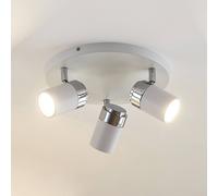 Lindby spotlight Kardo, roundel, 3-bulb, white, metal, IP44