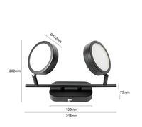 Lindby spotlight Neros, black, 2-bulb, 31.5 cm, CCT, iron