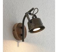 Lindby spotlight, Rubinjo, 22 cm, black, wood, metal, GU10