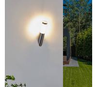Lindby Statius outdoor wall light, grey, stainless steel, 40 cm