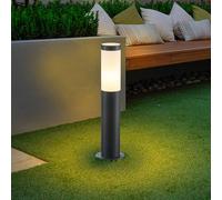 Lindby Statius pillar light, 45 cm, anthracite/opal, stainless steel