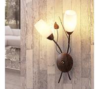 Wall Light 'Stefania' dimmable (Antique, Vintage) in Brown Made of Glass for e.g. Living Room & Dining Room (2 Light Sources, E14) from Lindby | Wall Lighting, Wall lamp