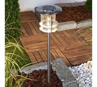 Lindby Sumaya LED solar lamp, stainless steel, 65 cm high, ground spike