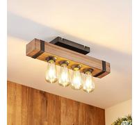 Ceiling Light 'Sverina') in Brown Made of Wood for e.g. Living Room & Dining Room (4 Light Sources, E27) from Lindby | Ceiling lamp, lamp