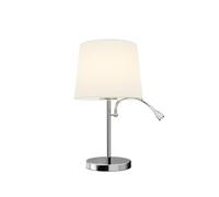 Lindby table lamp in White, Chrome, bedside lamp | living room table lamp E27, 2 light, Modern, 3000 K Warm white, made of Fabric for Living room, Bedroom, Dining room