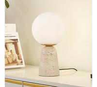 Lindby table lamp Kirstan, beige, white, glass, stone, 33 cm