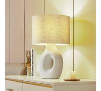 Lindby table lamp Thalassia, white, Ø 30 cm, ceramic