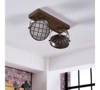 Lindby Tamin spotlight, rust-coloured, 2-bulb, glass, G9