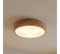 Lindby Tanju ceiling lamp, Ø40 cm, 3-bulb, rubberwood, E27