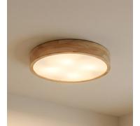 Lindby Tanju ceiling lamp, Ø60 cm, 5-bulb, rubberwood, E27