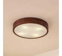Lindby Tanju ceiling light, Ø 50 cm, walnut wood, 4-bulb, E27