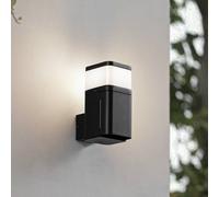 Lindby Teyon outdoor wall lamp, with power point, black, IP44 G9