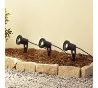 Lindby Thorgal ground spike light, Ø 9.8 cm, black, set of 3