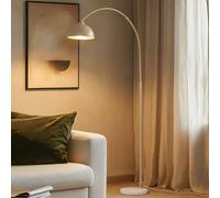 Lindby Tonka floor lamp, beige, metal/marble, 185 cm, E27