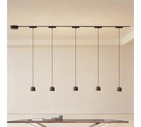 Lindby Track lighting system 48V Lumaro, pendant, cylinder, 5-bulb, black