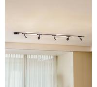 Lindby Track lighting system 48V Lumaro, spots, 5-bulb, black, Ø 7.3cm